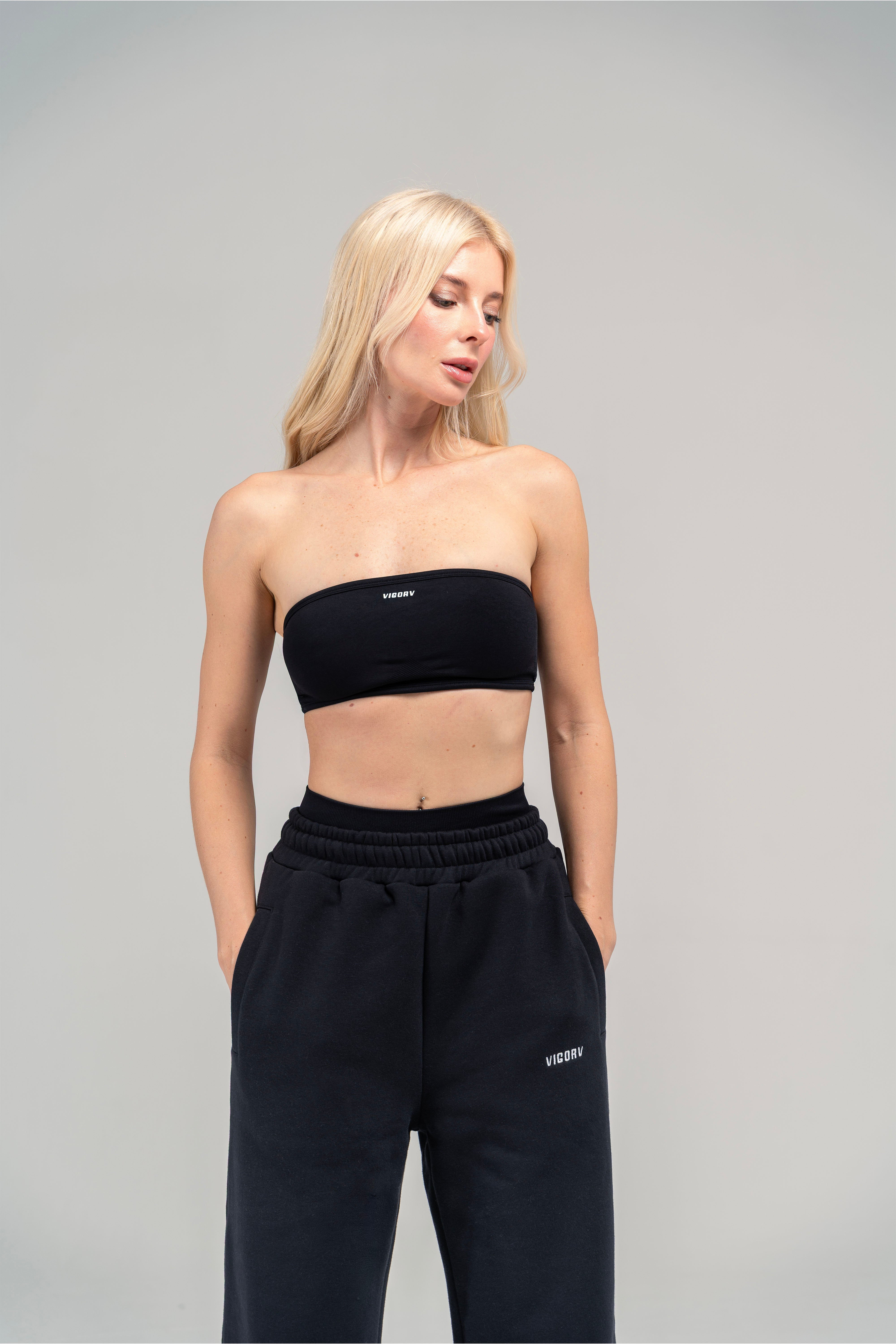 Vigorv Seamless Bandeau Bra - Jet black