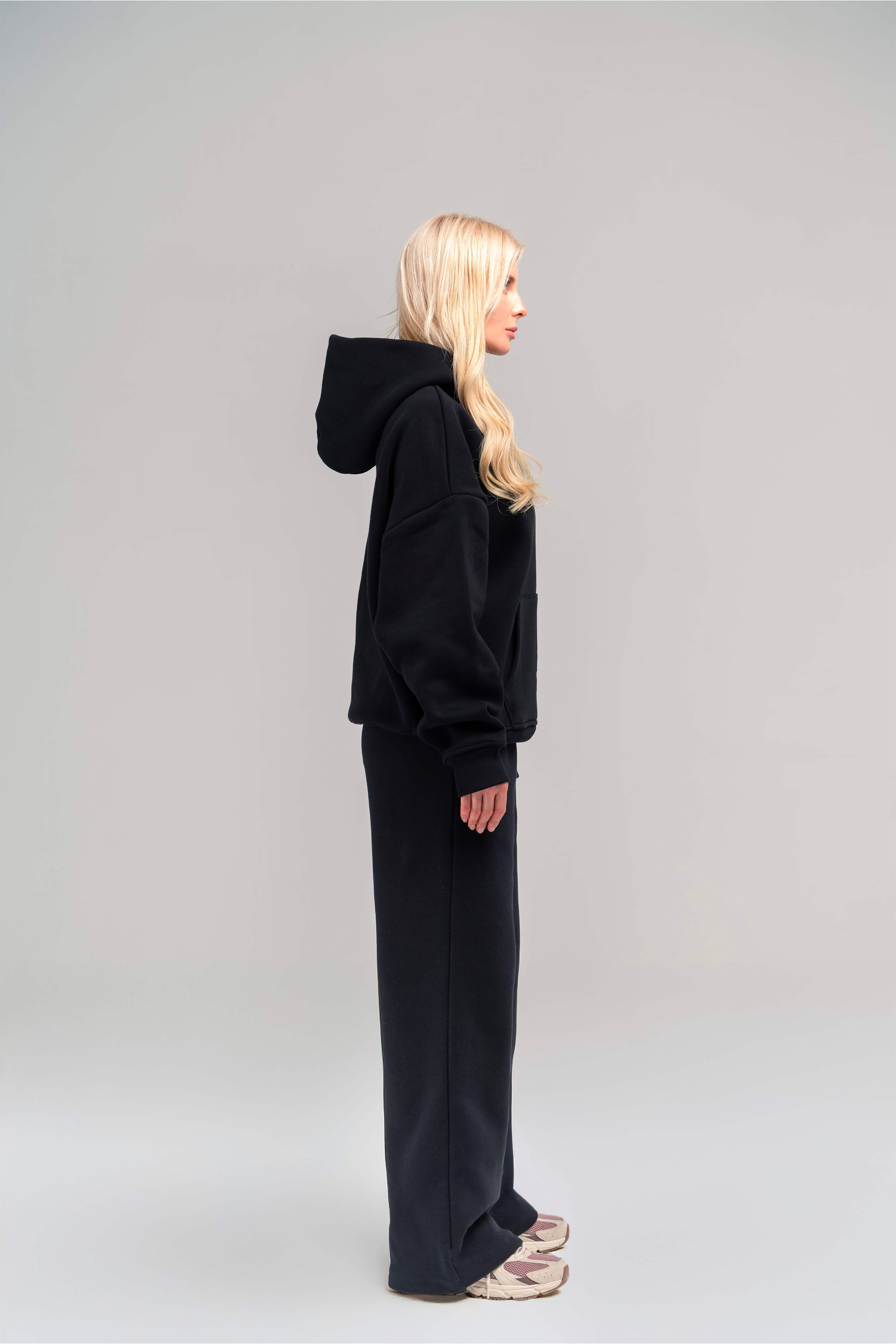 Vigorv Oversized Cozy Joggers - Jet black