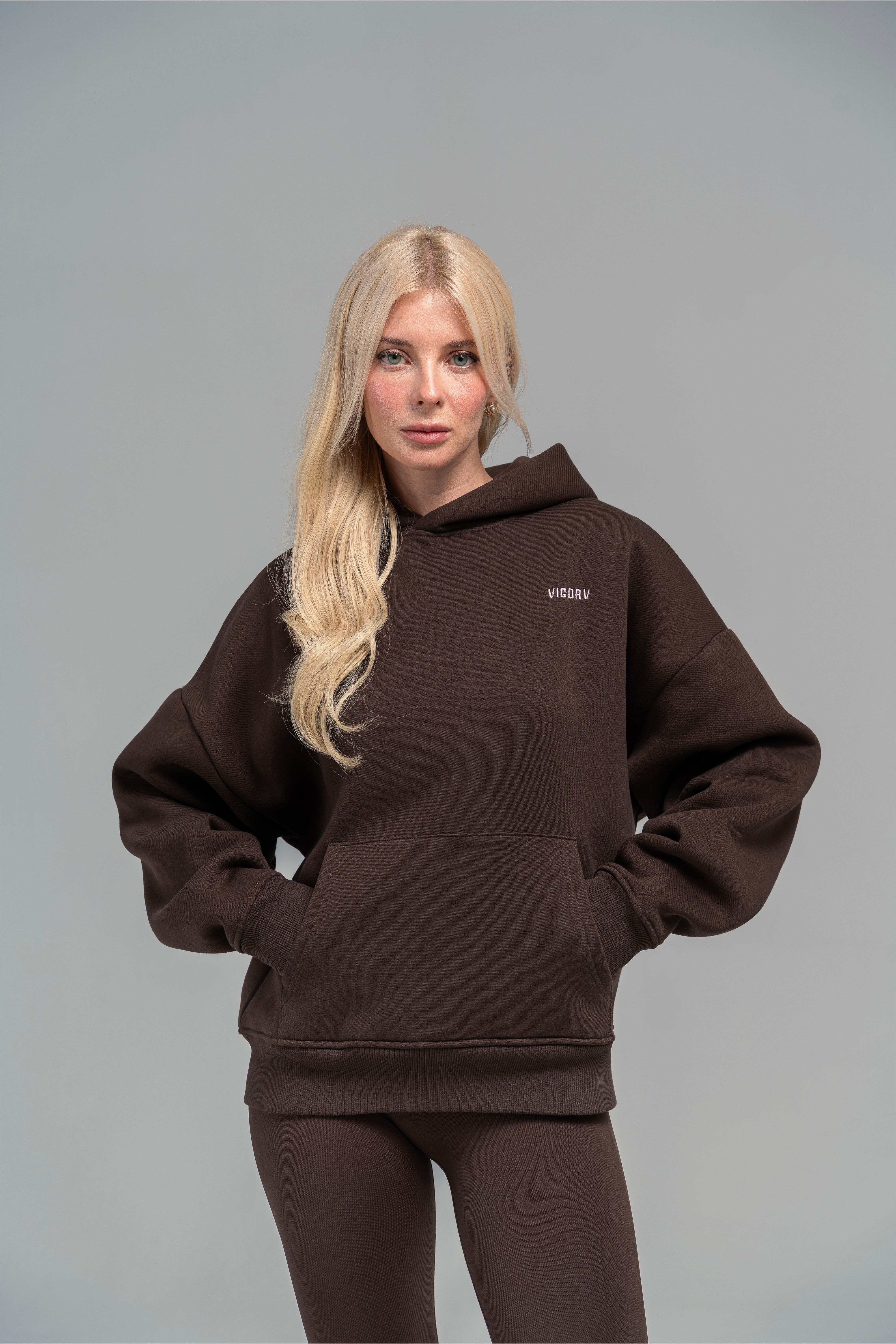 Vigorv Oversized Cozy Hoodie - Coffee