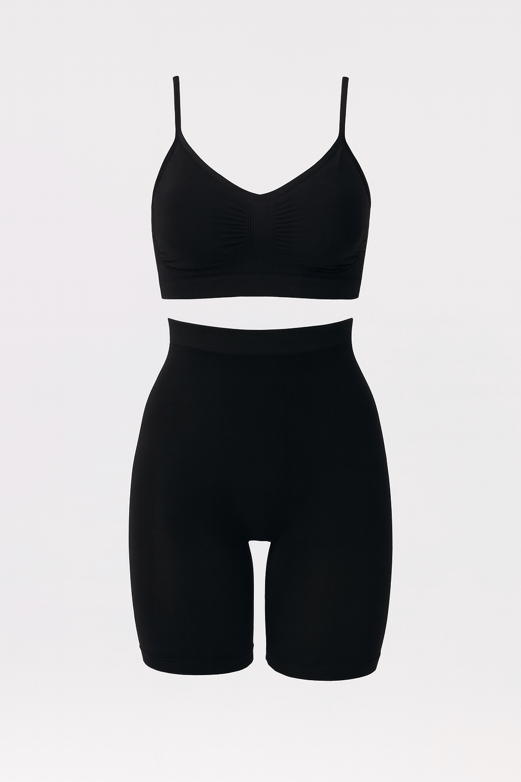 High-waisted Above The Knee Scuplting Short - Black