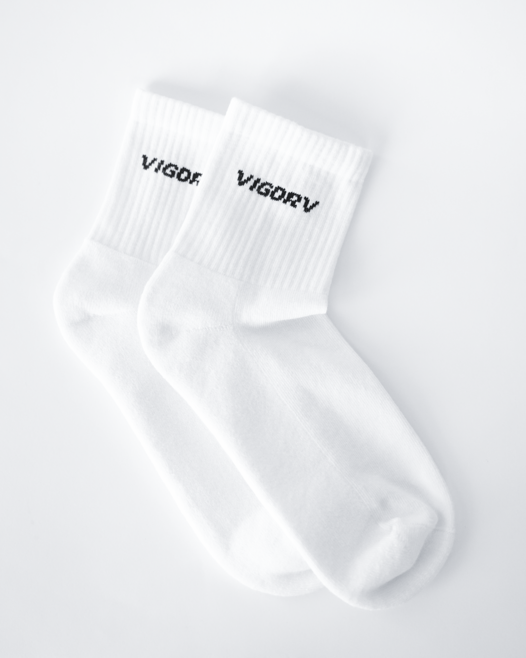 Vigorv long cotton crew socks white