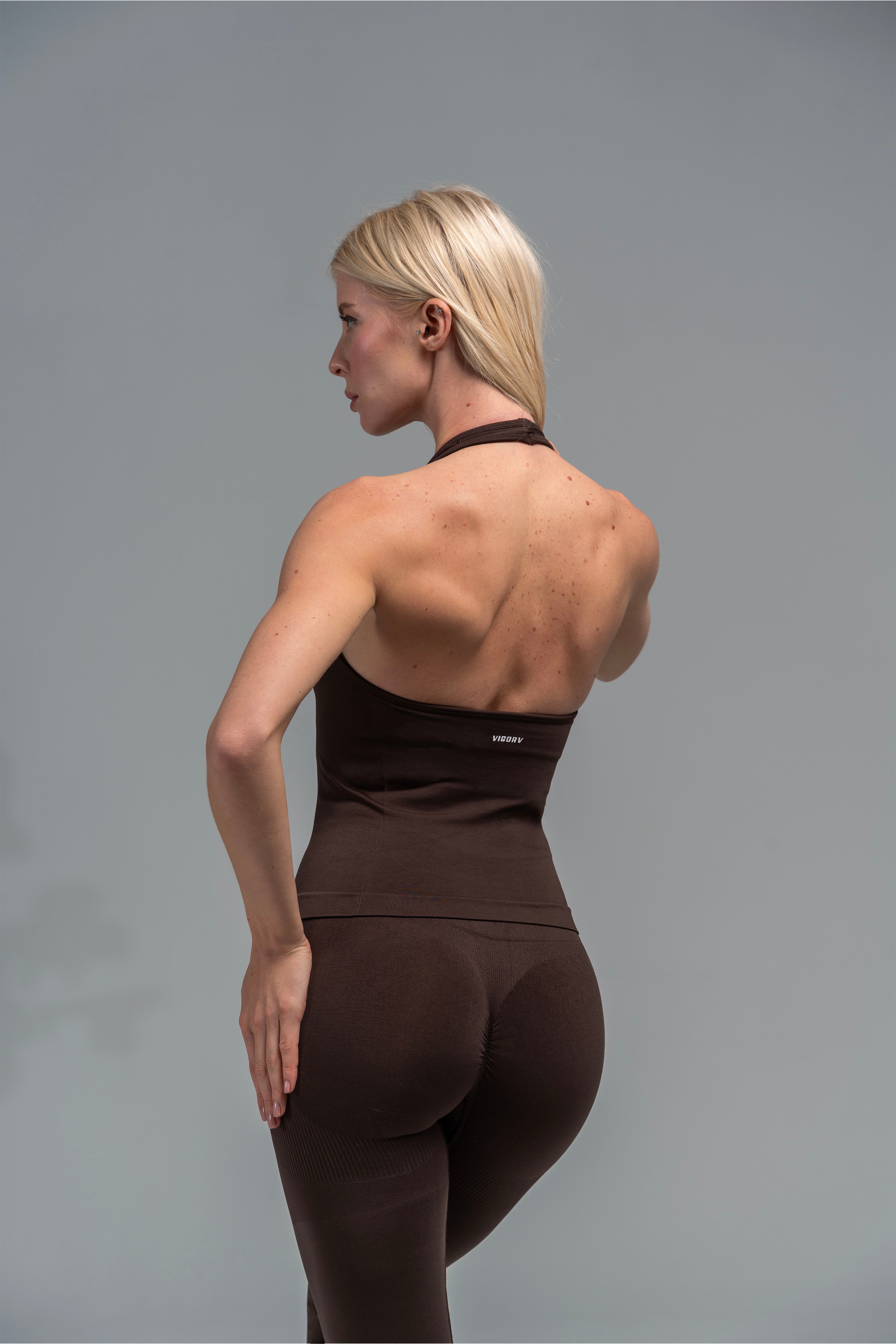 Vigorv Shaping Halter Top - Coffee