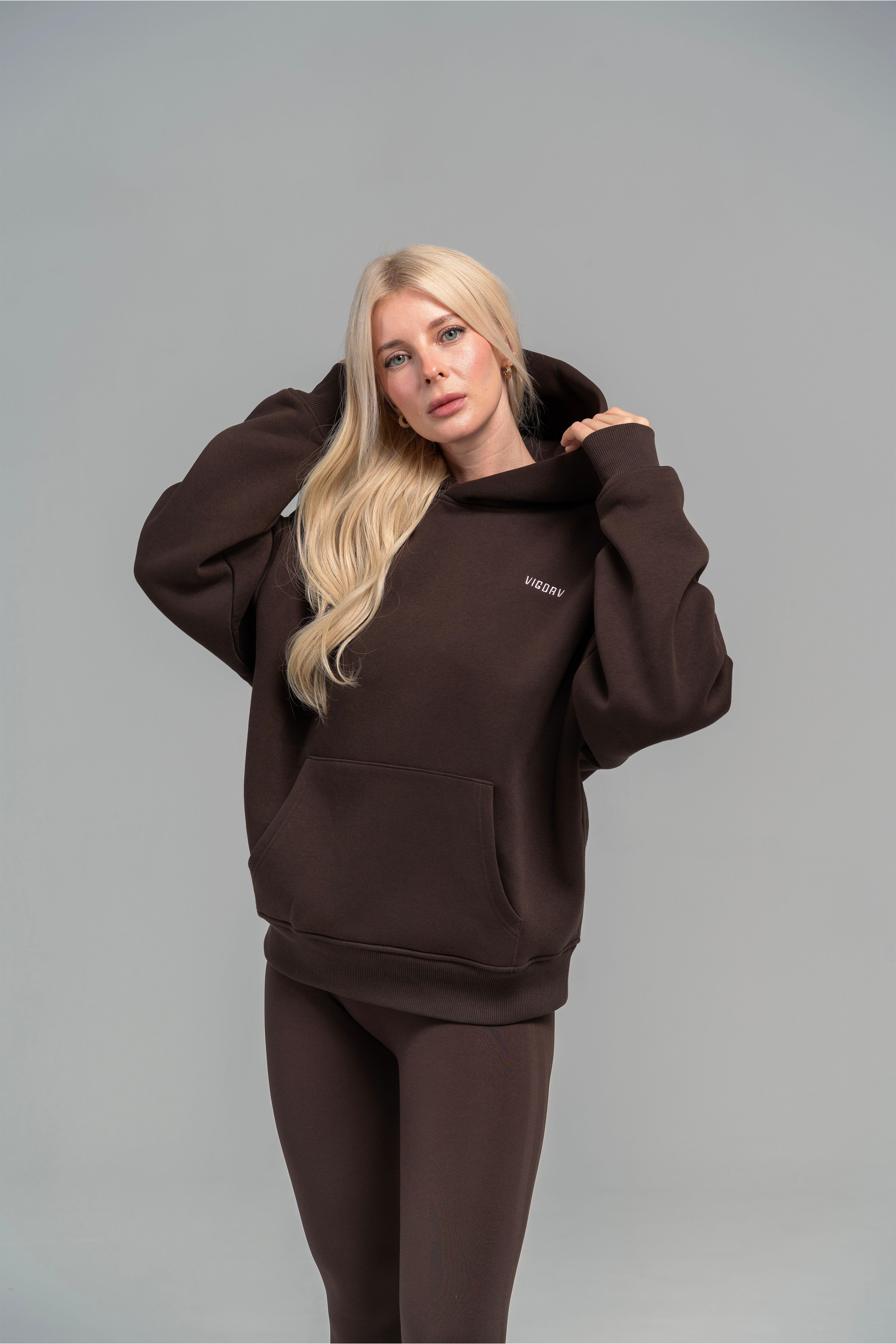 Vigorv Oversized Cozy Hoodie - Coffee
