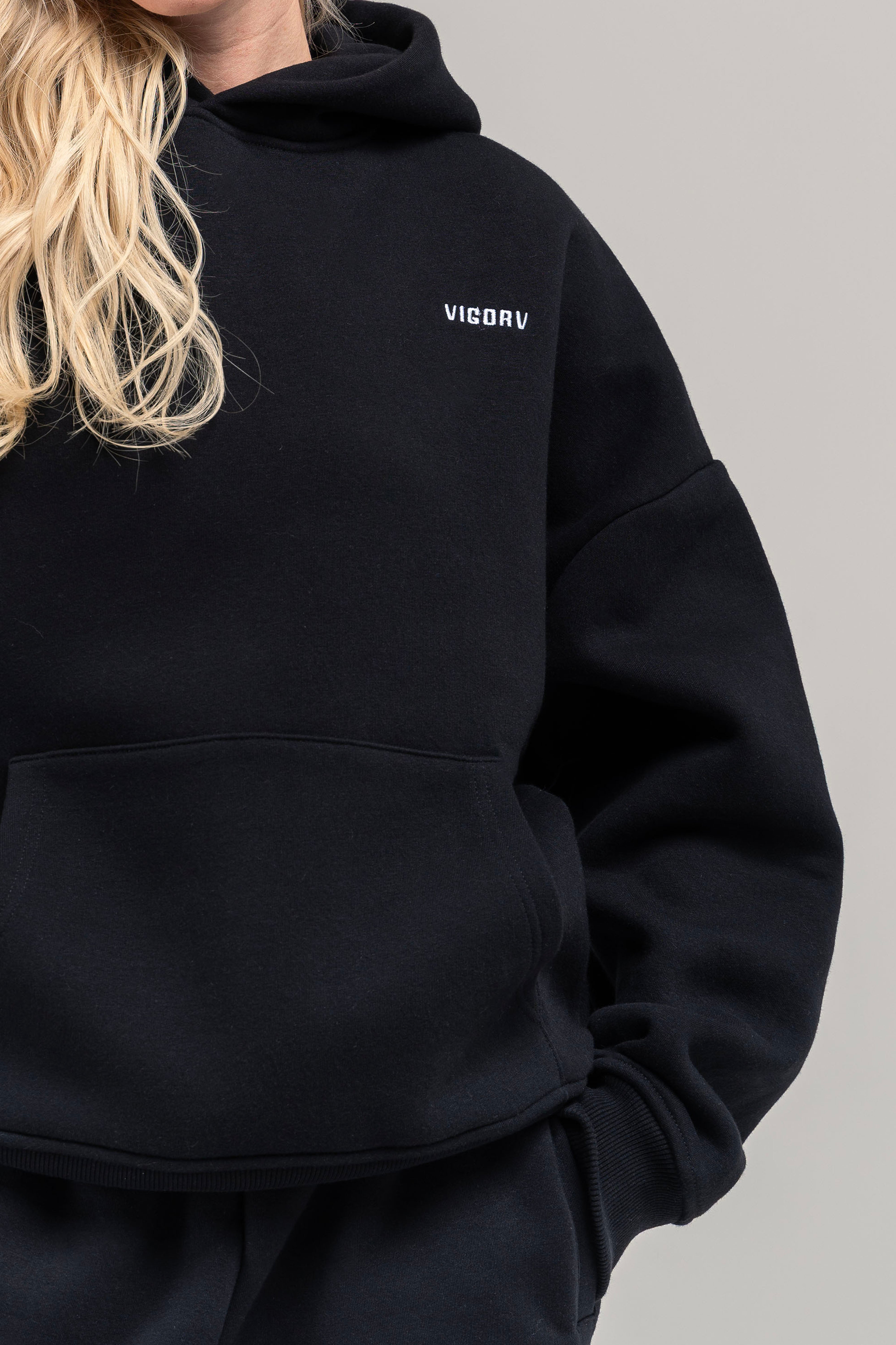 Vigorv Oversized Cozy Hoodie - Jet black