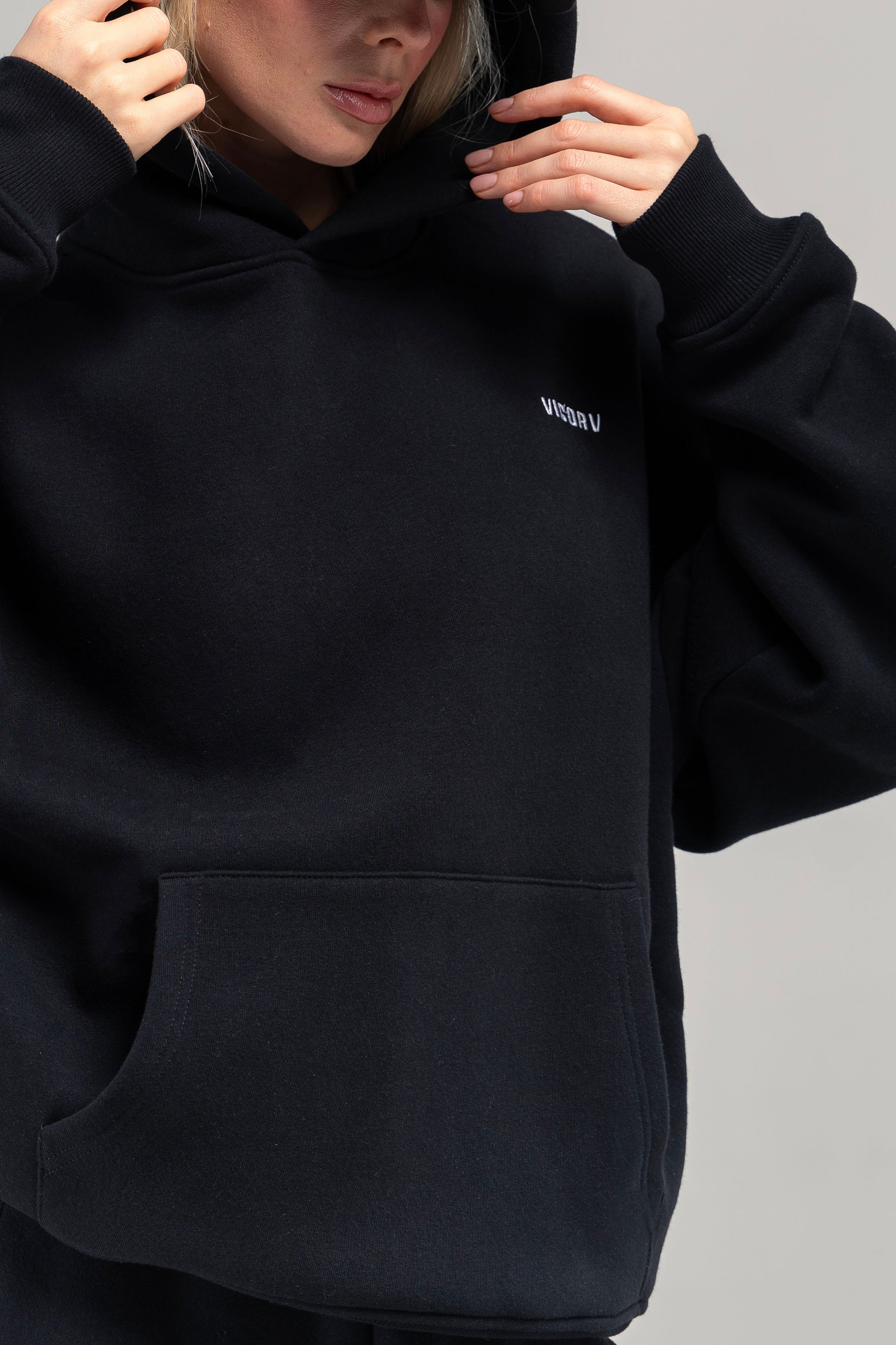 Vigorv Oversized Cozy Hoodie - Jet black