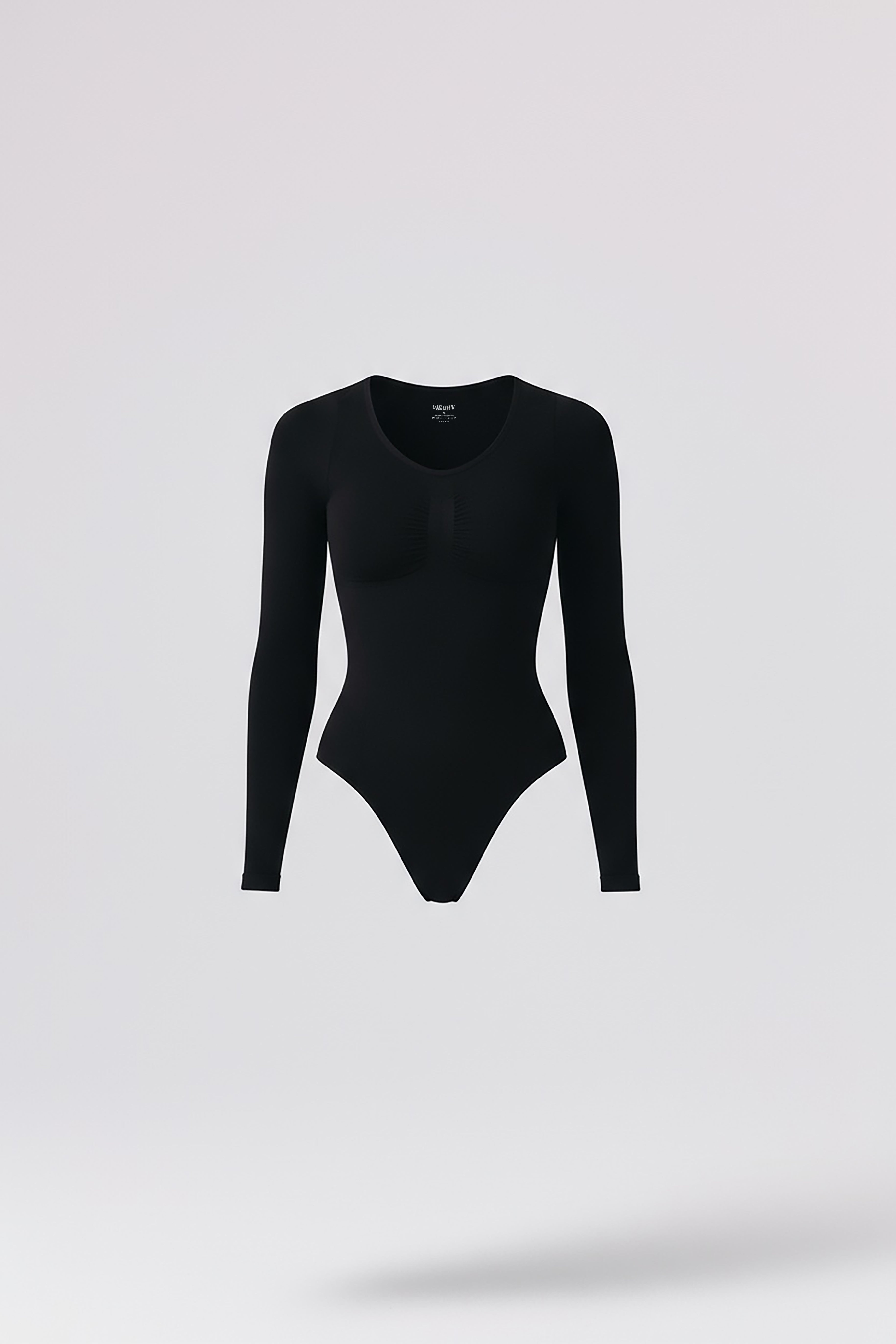 Sculpt Long Sleeve Thong Bodysuit - Black