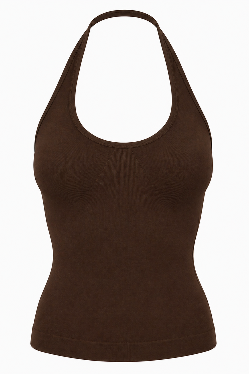 Vigorv Shaping Halter Top - Coffee