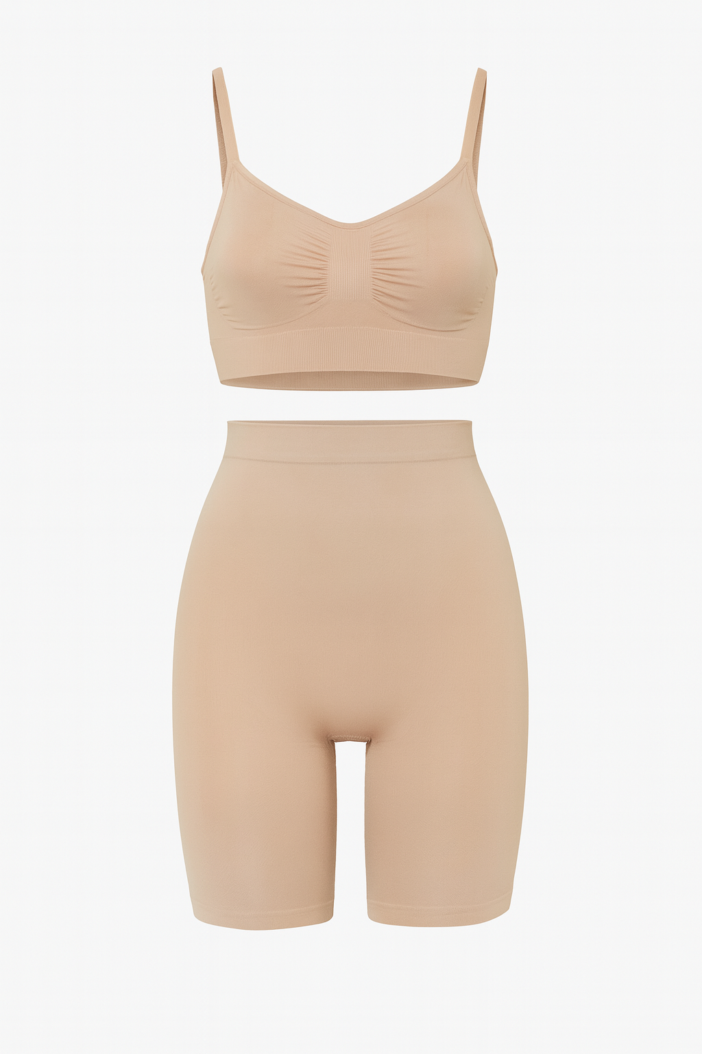 High-waisted Above The Knee Scuplting Short -  Beige