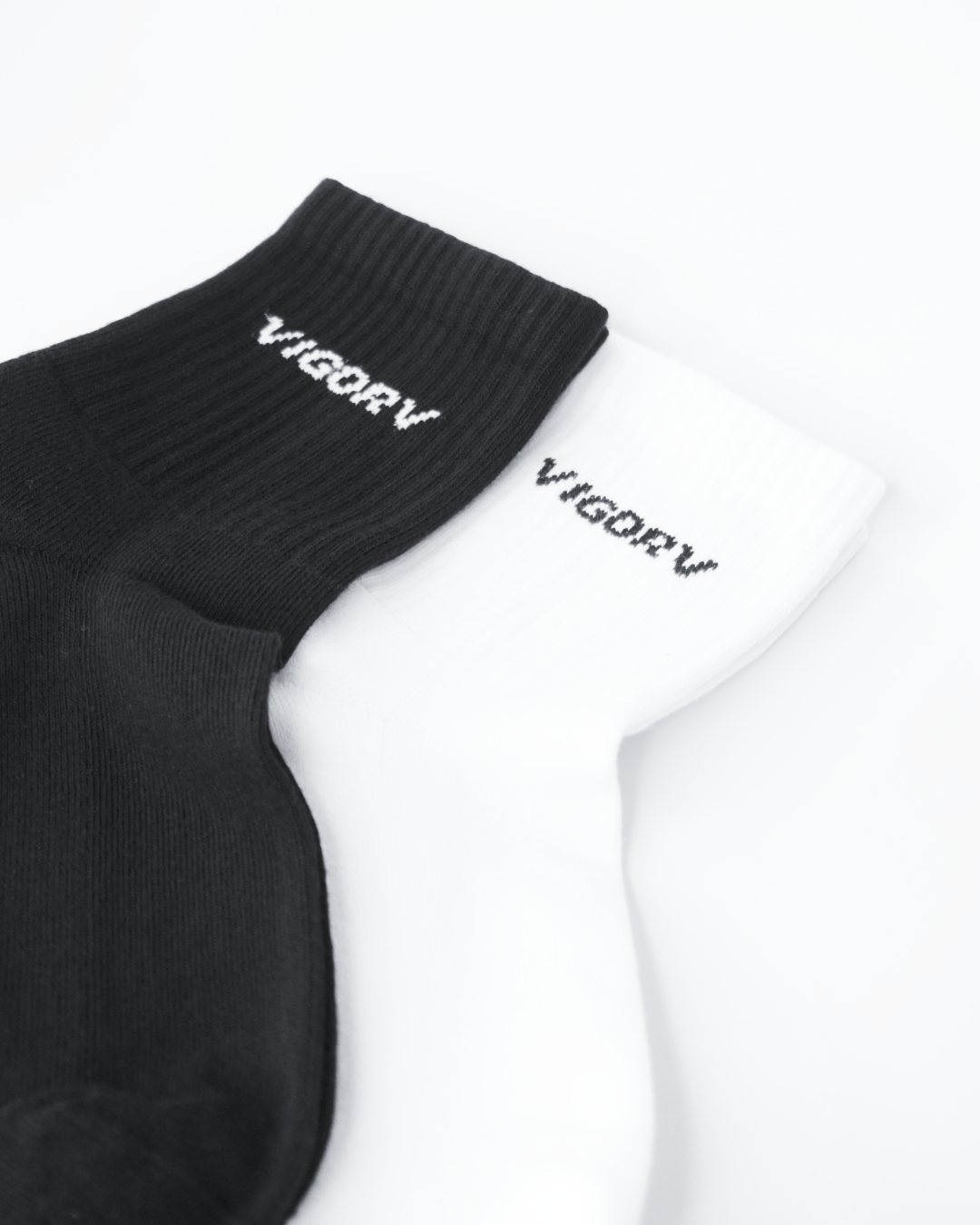 Vigorv long cotton crew socks black