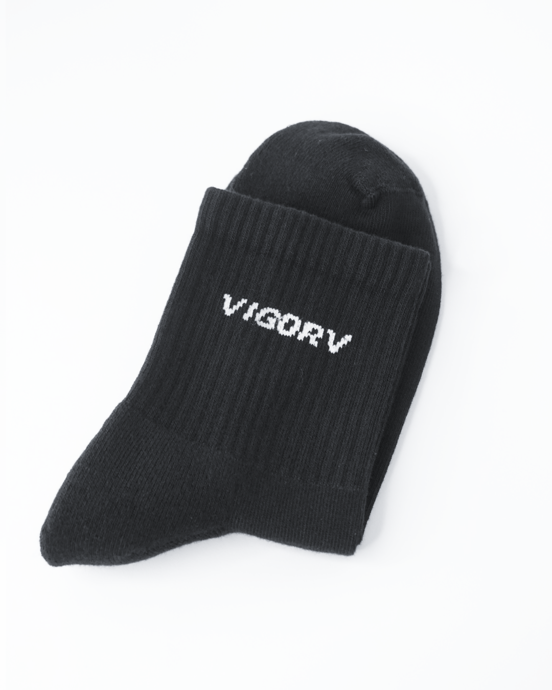 Vigorv long cotton crew socks black