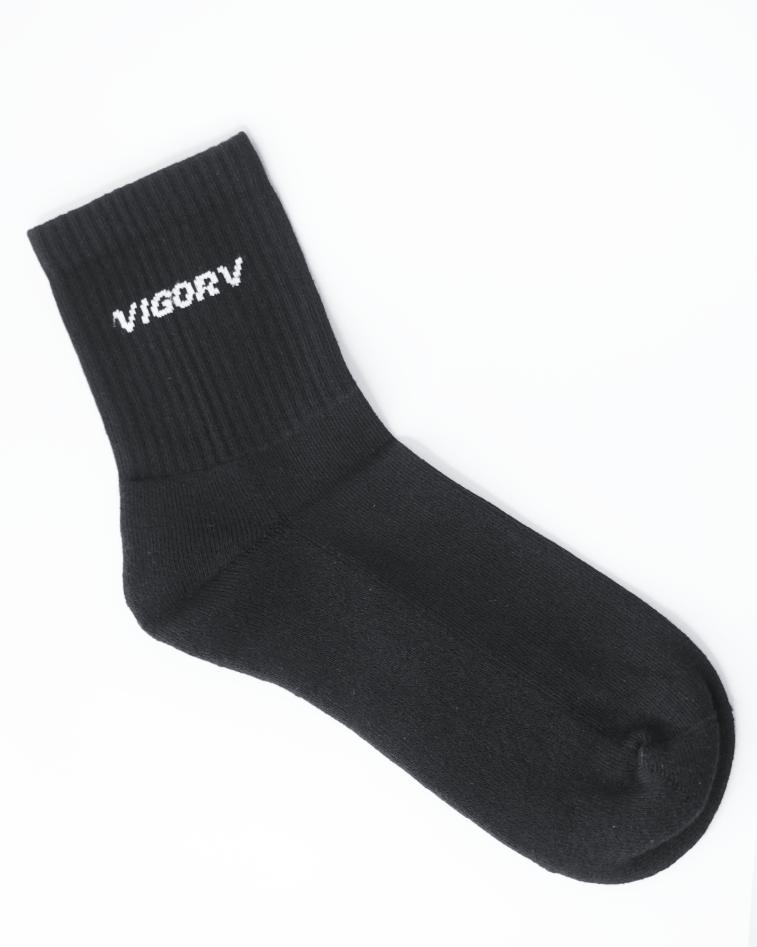 Vigorv long cotton crew socks black