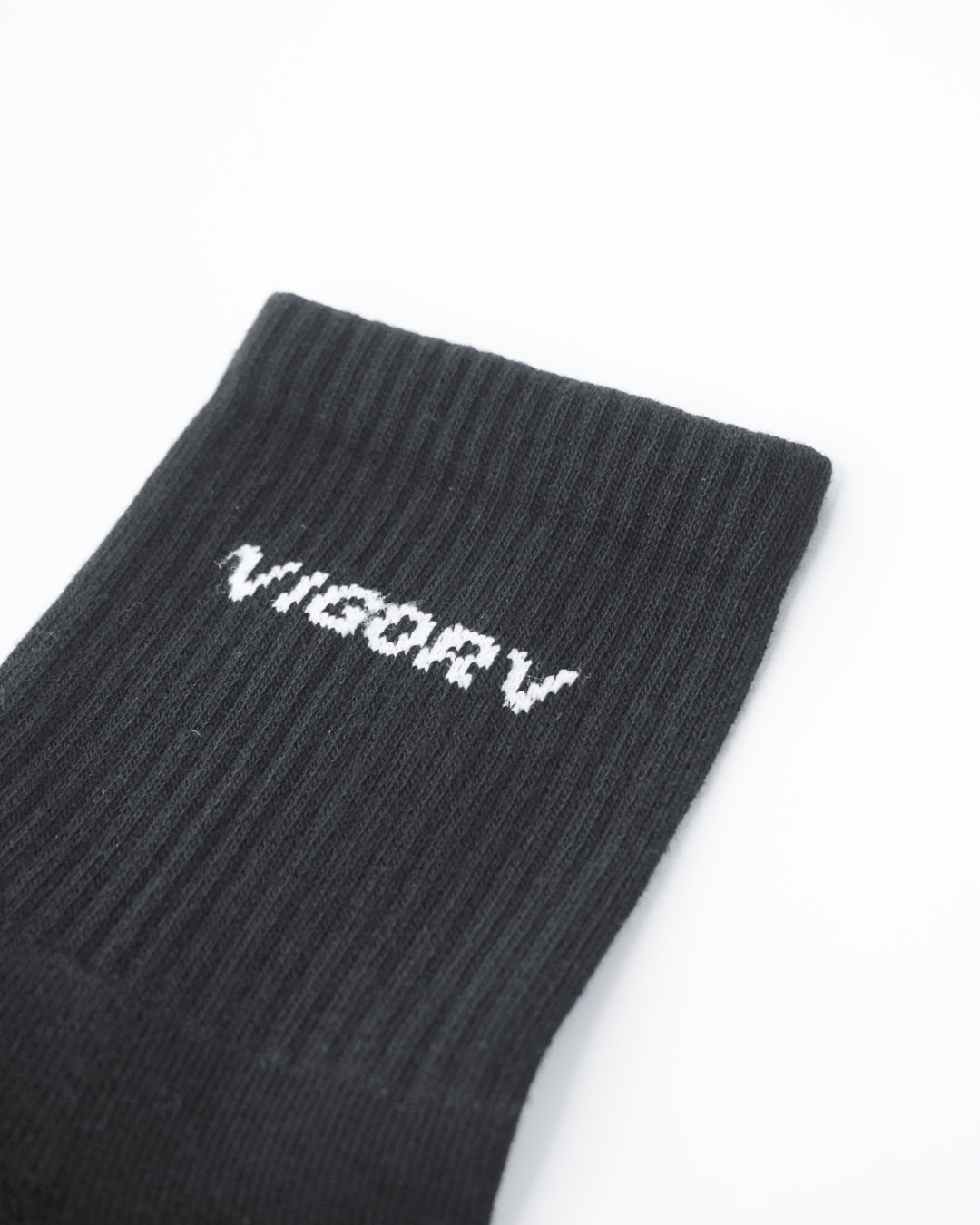 Vigorv long cotton crew socks black