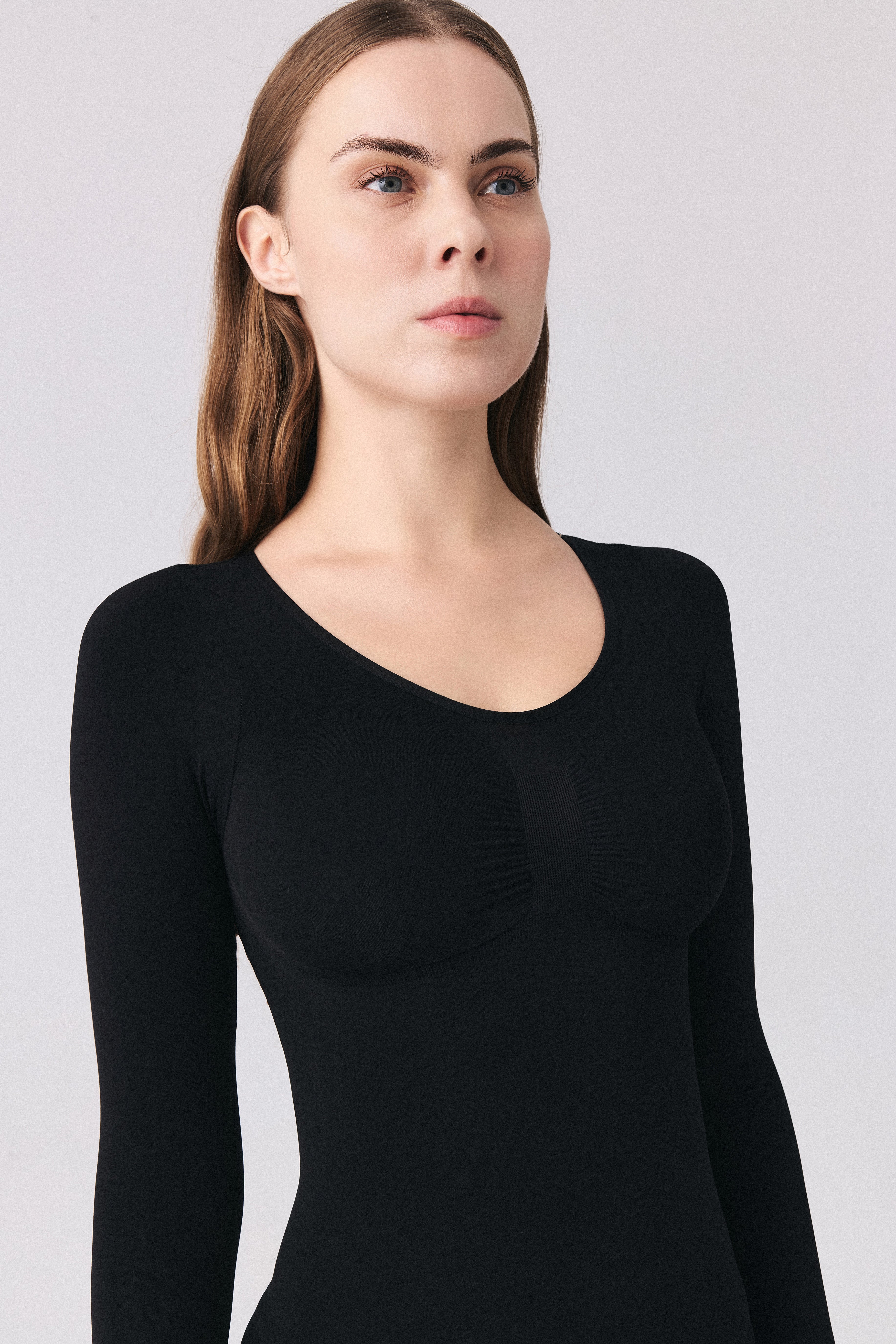 Sculpt Long Sleeve Thong Bodysuit - Black