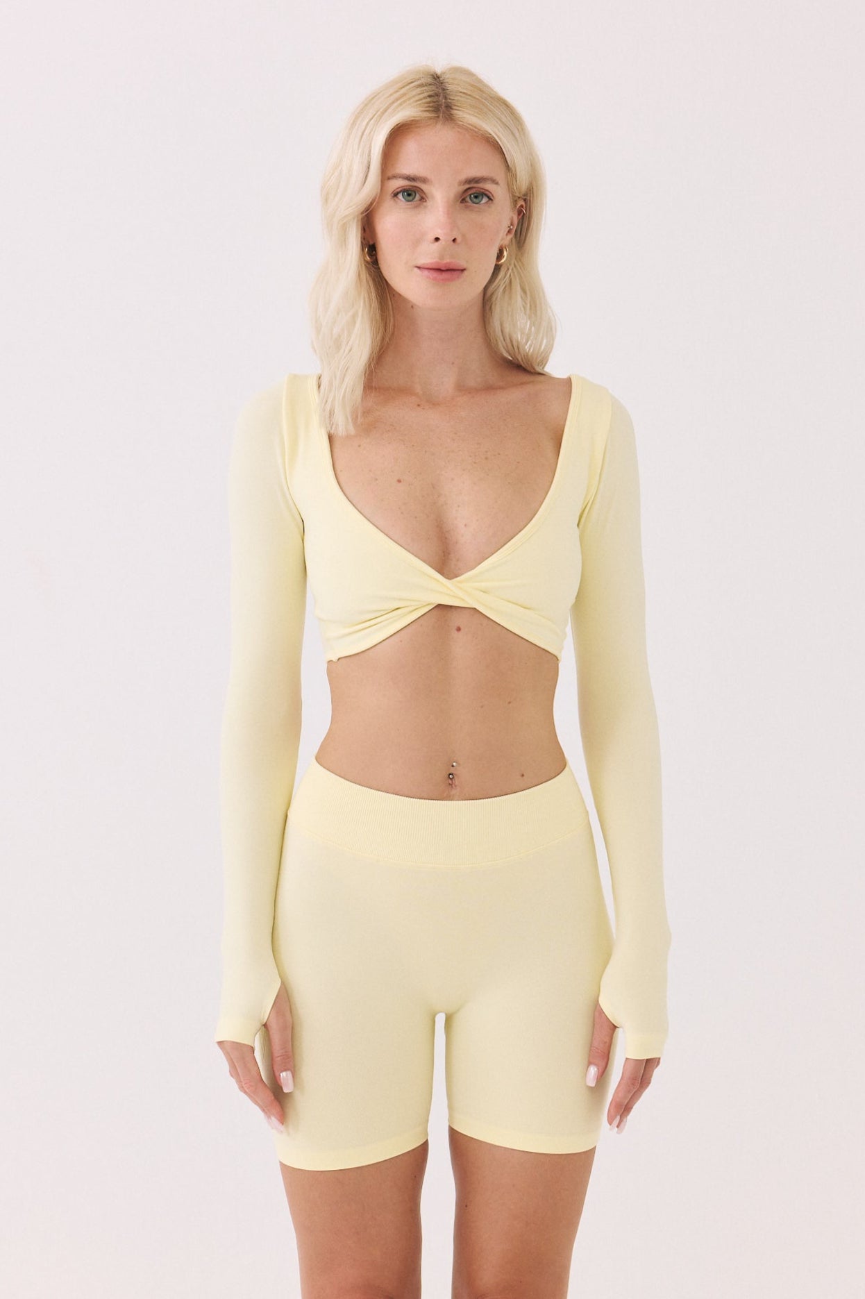 TWIST LONG CROP TOP - LIME