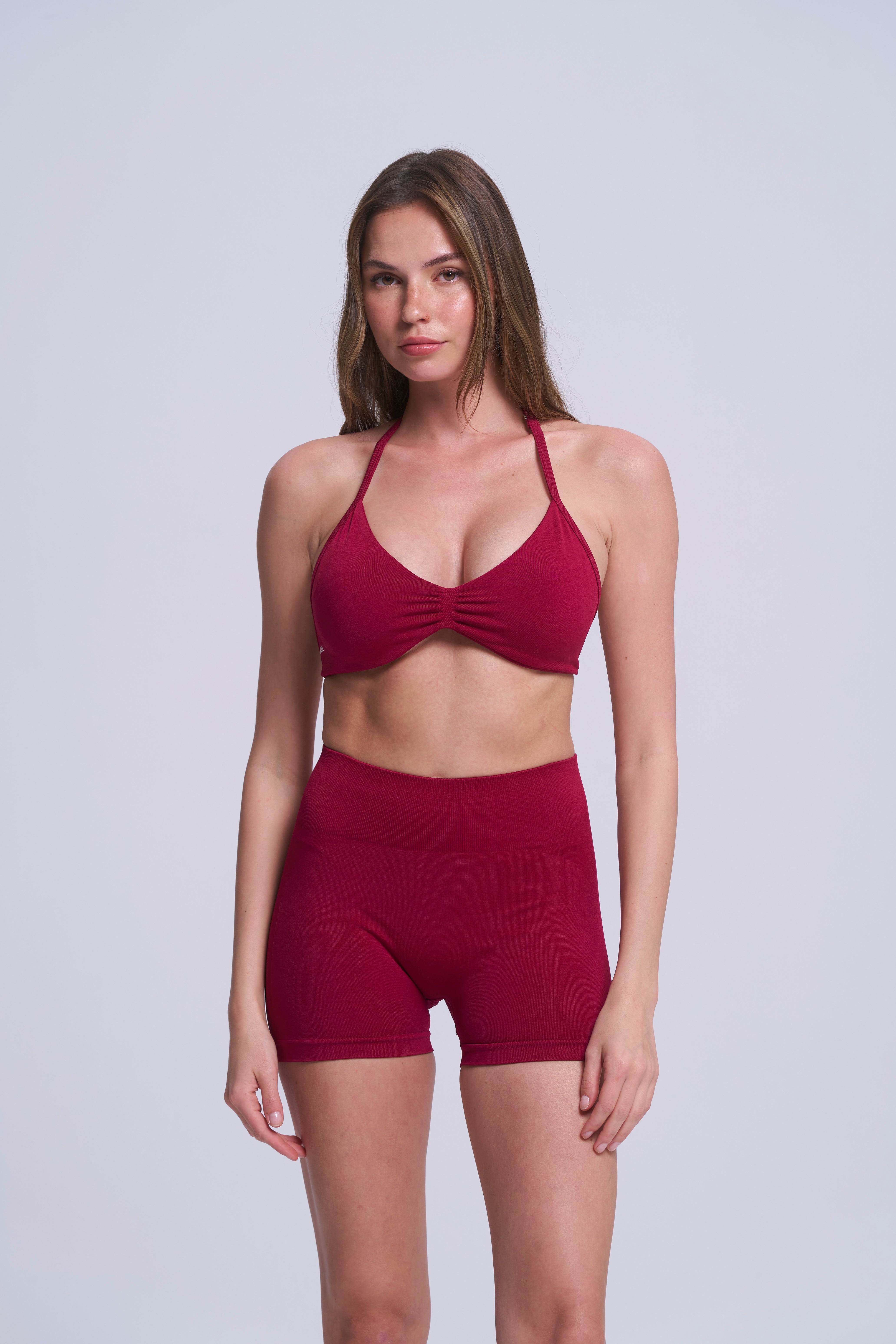 Vigorv Halter Seamless Bra - CHERRY RED